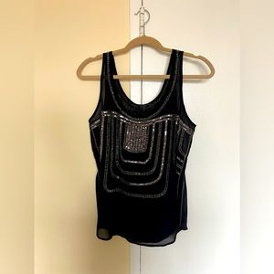 Guess by Marciano black beaded blouse with silver details